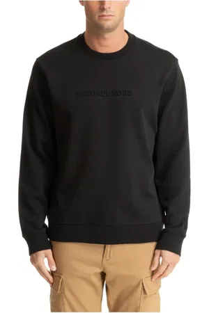 Michael Kors Sweatshirts & Hoodies, Heren, Zwart, M, Katoen, Logo Geëmbossed Katoenen Blend Sweater