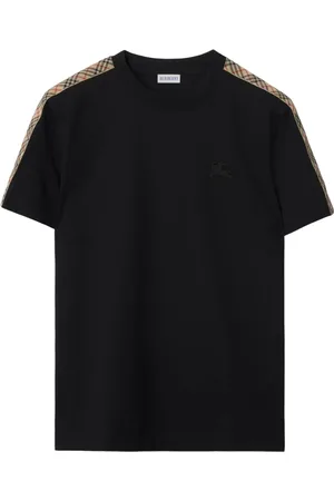 Burberry Tops, Heren, Zwart, M, Katoen, Zwarte katoenen T-shirt met Equestrian Knight