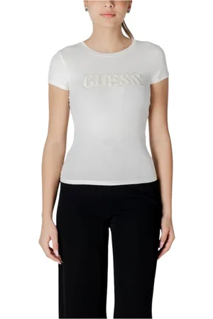 Guess Tops, Dames, Wit, L, Katoen, Witte Katoenen T-shirt voor Vrouwen