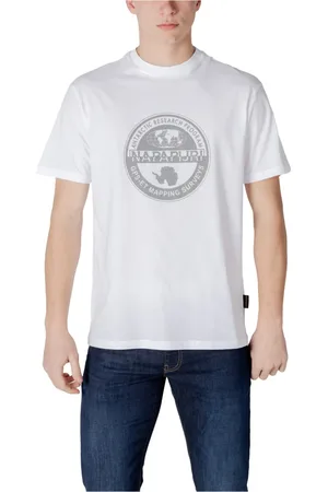 Napapijri Tops, Heren, Wit, L, Katoen, Wit Bedrukt T-shirt voor Mannen