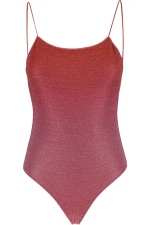 Oseree Badkleding, Dames, Roze, M, Roze Lurex Badpak met Open Rug