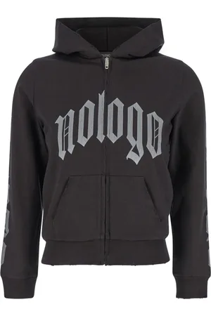 Balenciaga Sweatshirts & Hoodies, Dames, Zwart, S, Zwarte Gothic Zip-Up Hoodie Sweater