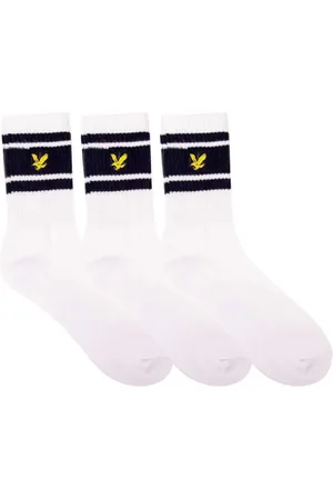 Lyle & Scott Ondergoed, Heren, Wit, M, Katoen, Gestreepte Crew Sokken 3-Pack