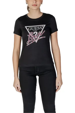 Guess Tops, Dames, Zwart, M, Katoen, Zwart Bloemen T-shirt