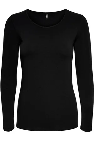 ONLY Tops, Dames, Zwart, L, Katoen, Zwarte Katoenen Longsleeve T-shirt