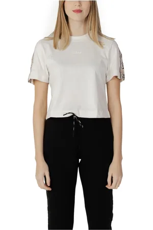 Guess Tops, Dames, , L, Katoen, Katoenen T-shirt met Ronde Hals