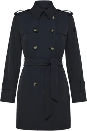Peuterey Mantels, Dames, Blauw, L, Polyester, Blauwe Trenchcoat Knude Model