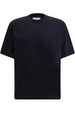 SACAI Tops, Heren, Blauw, M, Katoen, Moderne Katoenen T-shirt met Zakken