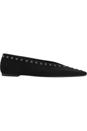 Totême Schoenen, Dames, Zwart, 39 EU, Suède, Vierkante Neus Suède Ballerina