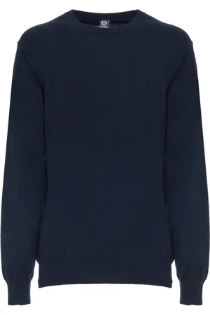 Sergio Tacchini Truien, Heren, Blauw, S, Wol, Trui met lange mouwen van wolmix met geribbelde zoom en zichtbaar logo