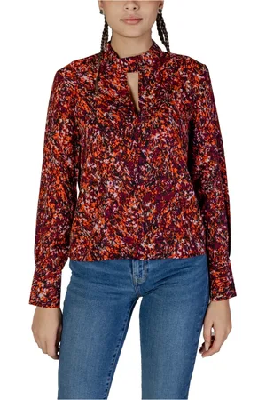 JACQUELINE DE YONG Blouses & Shirts, Dames, Veelkleurig, S, Polyester, Abstract Print V-Hals Blouse
