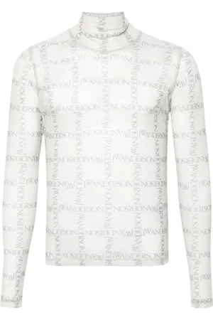 J.W.Anderson Tops, Heren, Wit, S, Mesh Logo Print Sweater