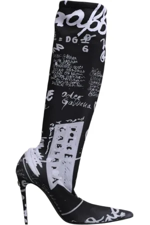 Dolce & Gabbana Schoenen, Dames, Zwart, 36 EU, Polyester, Hoge hak Gedrukte Soklaarzen Stijl