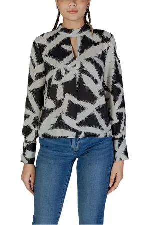 JACQUELINE DE YONG Blouses & Shirts, Dames, Veelkleurig, M, Polyester, Oranje V-hals Blouse Lange Mouw