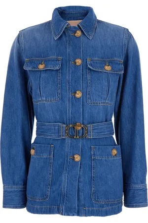 Twin-Set Jassen, Dames, Blauw, M, Denim, Blauwe Denim Jack met Zakken