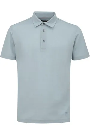 corneliani Tops, Heren, Blauw, L, Katoen, Lichtblauw Katoenen Poloshirt