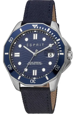 ESPRIT Accessoires, Heren, Blauw, ONE Size, Blauw Canvas Band Analoog Horloge
