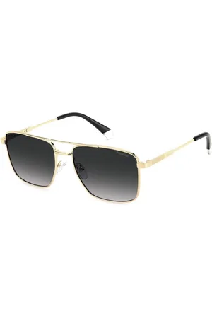 Polaroid Accessoires, Heren, Geel, ONE Size, Gouden Vierkante Geometrische Gepolariseerde Zonnebril