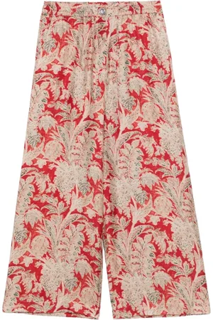 PIERRE-LOUIS MASCIA Broeken, Dames, Veelkleurig, S, Rode Grafische Print Elastische Broek