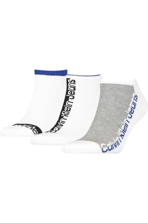 Calvin Klein Ondergoed, Heren, Wit, ONE Size, Katoen, Gedrukte Lage Sokken 3 Pack