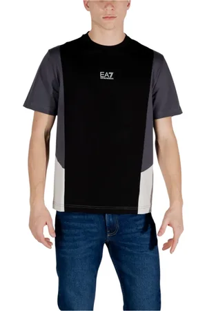 EA7 Tops, Heren, Veelkleurig, S, Katoen, Katoenen T-Shirt met Korte Mouwen
