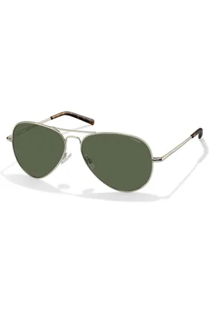 Polaroid Accessoires, unisex, Geel, ONE Size, Gouden Metalen Gepolariseerde Zonnebril Dubbele Brug