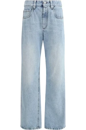 Brunello Cucinelli Jeans, Dames, Blauw, M, Katoen, Moderne Five-Pocket Jeans met Patch Detail