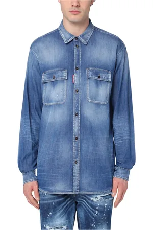 Dsquared2 Overhemden, Heren, Blauw, L, Denim, Denim Overhemd