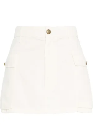 Jucca Rokken, Dames, Wit, S, Denim, Witte Denim Mini Rok met Metalen Details