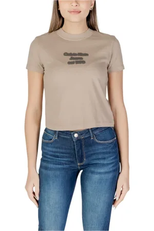 Calvin Klein Tops, Dames, , L, Katoen, Katoenen T-shirt voor Vrouwen