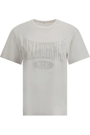 Alexander Wang Tops, Dames, Wit, M, Katoen, Iconische Monogram Grafische T-shirt