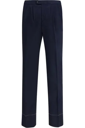 BRIONI Broeken, Heren, Blauw, S, Wol, Marineblauwe Wol Geplooide Maatwerk Broek