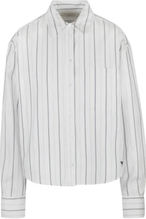 Max Mara Blouses & Shirts, Dames, Wit, S, Katoen, Crop Oxford Katoenen Overhemd