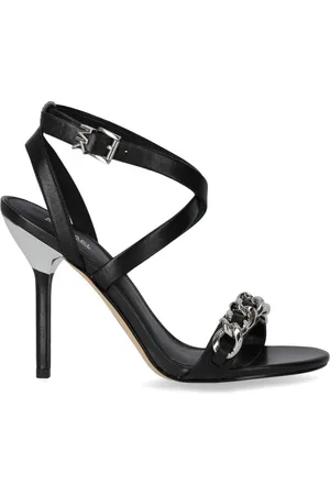 Michael Kors Schoenen, Dames, Zwart, 39 EU, Leer, Asha Sandalen met Versieringen van Leer