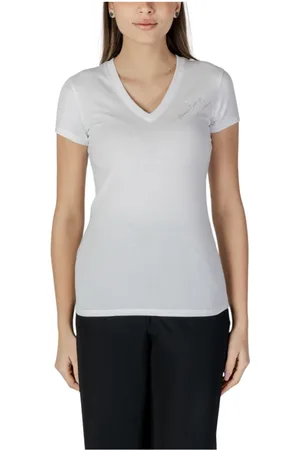 Armani Exchange Tops, Dames, Wit, 2Xl, Katoen, Witte V-hals Katoenen T-shirt
