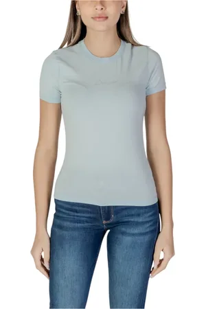 Desigual Tops, Dames, Blauw, S, Katoen, Lichtblauw Ronde Hals T-Shirt