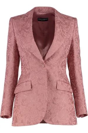 Dolce & Gabbana Jassen, Dames, Roze, M, Katoen, Jacquard Blazer met Reverskraag