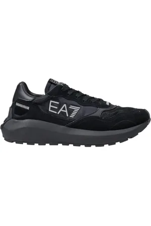EA7 Schoenen, Heren, Zwart, 43 1/2 EU, Zwarte Leren Veterschoenen