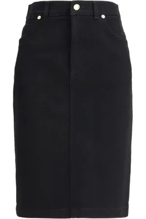 Dolce & Gabbana Rokken, Dames, Zwart, 2Xs, Denim, Denim Midi Rok met Rits Sluiting