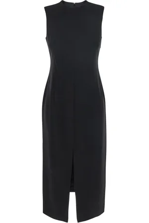 THEORY Kleedjes, Dames, Zwart, S, Zwarte mouwloze jurk met voorste split