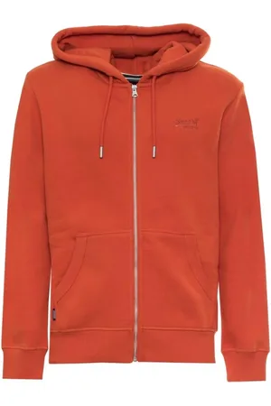Superdry Sweatshirts & Hoodies, Heren, Oranje, 2Xl, Katoen, Oranje Zip Hoodie Katoen-Polyester Sweatshirt