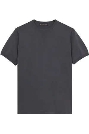 Brooks Brothers Truien, Heren, Grijs, L, Katoen, Donkergrijze Mako Katoenen Korte Mouwen Trui