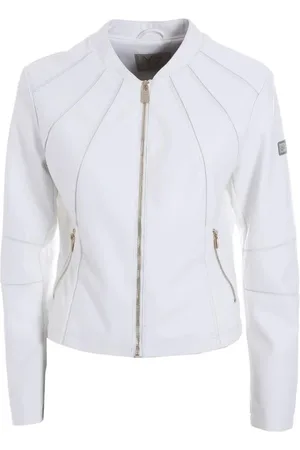 YES ZEE BY ESSENZA Sweatshirts & Hoodies, Dames, Wit, XL, Leer, Eco-lederen korte jas met rits