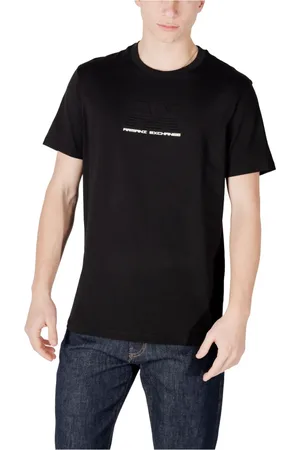 Armani Exchange Tops, Heren, Zwart, XL, Katoen, Zwarte Katoenen T-shirt Korte Mouw