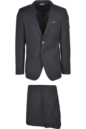 Manuel Ritz Pakken, Heren, Zwart, L, Wol, Zwart Fleece Wol Revers Pak