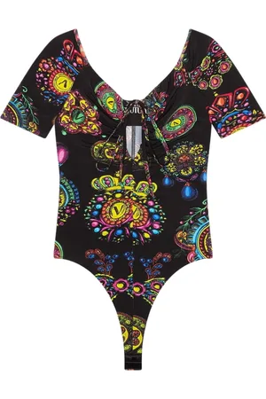 VERSACE Tops, Dames, Zwart, S, Zwart Regalia Print Body