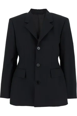 Balenciaga Jassen, Dames, Zwart, S, Wol, Zandloper Zwart Wollen Jas Vrouw