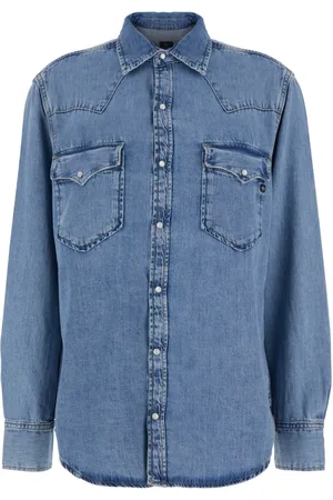Adriano Goldschmied Blouses & Shirts, Dames, Blauw, M, Denim, Blauwe Denim Klassieke Kraag Shirt Vrouw