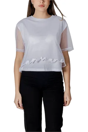 Armani Exchange Blouses & Shirts, Dames, Wit, XS, Katoen, Witte Katoenen T-shirt voor Vrouwen