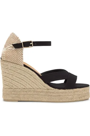 Castaner Schoenen, Dames, Zwart, 41 EU, Katoen, Sleehak Sandalen MET 11 CM HAK